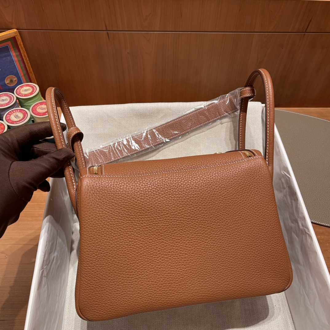 에르메스 린디백26 골드브라운 금장 끌레망스 가죽